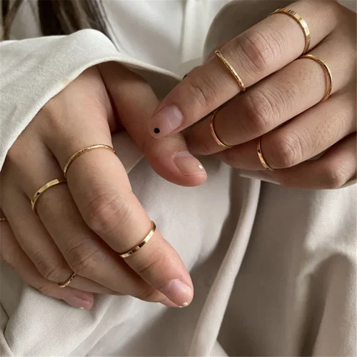 10Pcs/Set Fashion Punk Minimalist Mini Round Twist Ring Set for Women Bohemia Vintage Metal Knuckle Finger Rings Jewelry 1