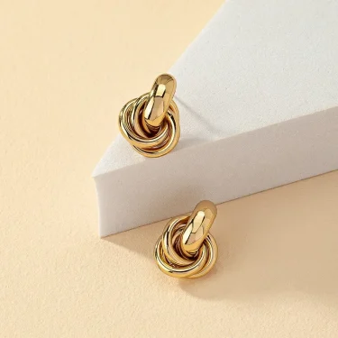 Gold SIlver Color Knot Hoop Earring for Women Fashion Shiny Plating Trendy Twist Stud Earring Stud Cute Daily Wear Jewelry 4
