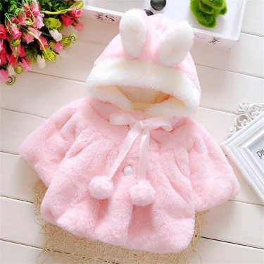Baby Girls Clothing New Cape Autumn/Winter Wool Sweater Shawl Baby Rabbit Ears Fleece Jacket Cape For Newborn 1