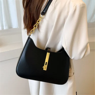 Fashion Women Underarm Shoulder Bags Pu Leather Half Moon Armpit Ladies Black And White Handbags Brand Designer Trend Purse 4