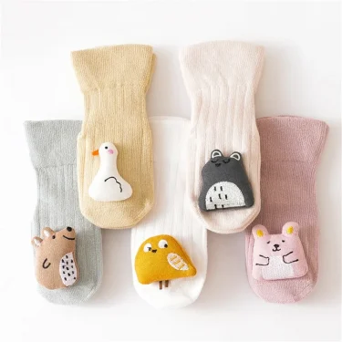 5Pairs/Lot Cotton Baby Anti-slip Socks for Boys Girls Low Cut Floor Kids Toddler Sock with Rubber Grips Socken for 0-3Years 6