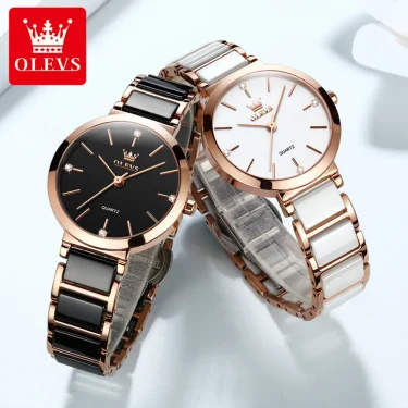 OLEVS New Fashion Ceramics Watchstrap Quartz Women Watch Waterproof Luxury Brand Watch For Women Date Clock Gift Elegant watches 4