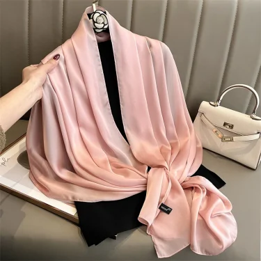 90*180cm Fashion Luxury Solid Color Silk Scarf Women Soft Smooth Scarves Head Wrap Hijab Outdoors Muffler Long Shawl Beach Towel 4