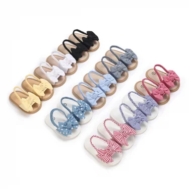 NEW 0-18M Summer Cute Bow Newborn Baby Shoes Non-slip Cloth Bottom Shoes For Girls Elegant Breathable Baby First Walking Shoes 1