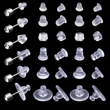 100-500pc Silicone Earring Backs Secure Bullet Clutch Stopper Clear Ear Clog Nuts for DIY Jewelry Stud Earrings Plug Accessories 4