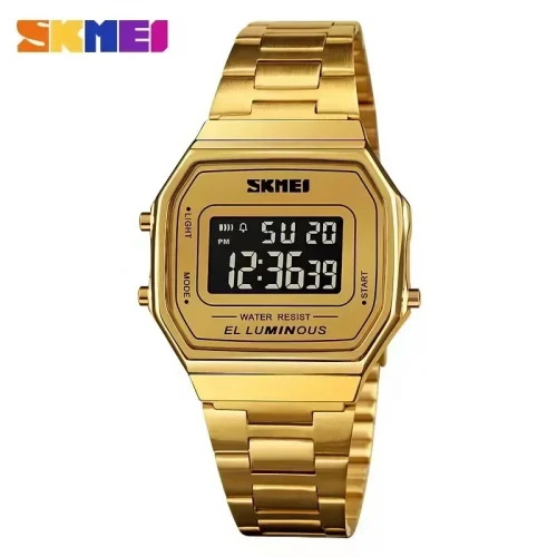 SKMEI 1647 Casual Simple Mens Wristwatches Stainless Steel Band Waterproof Watch Men reloj hombre Retro LED Digital Male Watches 1