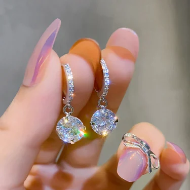 Korean Fashion Zircon Water Drop Earrings for Women Shiny Crystal Long Pendant Dangle Earring Girls Wedding Party Jewelry Gifts 5