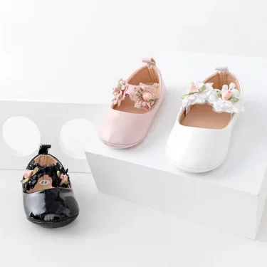 Baby Girl Shoes High Quality PU and TPR Anti-slip Sole Beautiful Flower Mary Jane Style Fashion Sandal Spring and Summer 0-6-12M 2