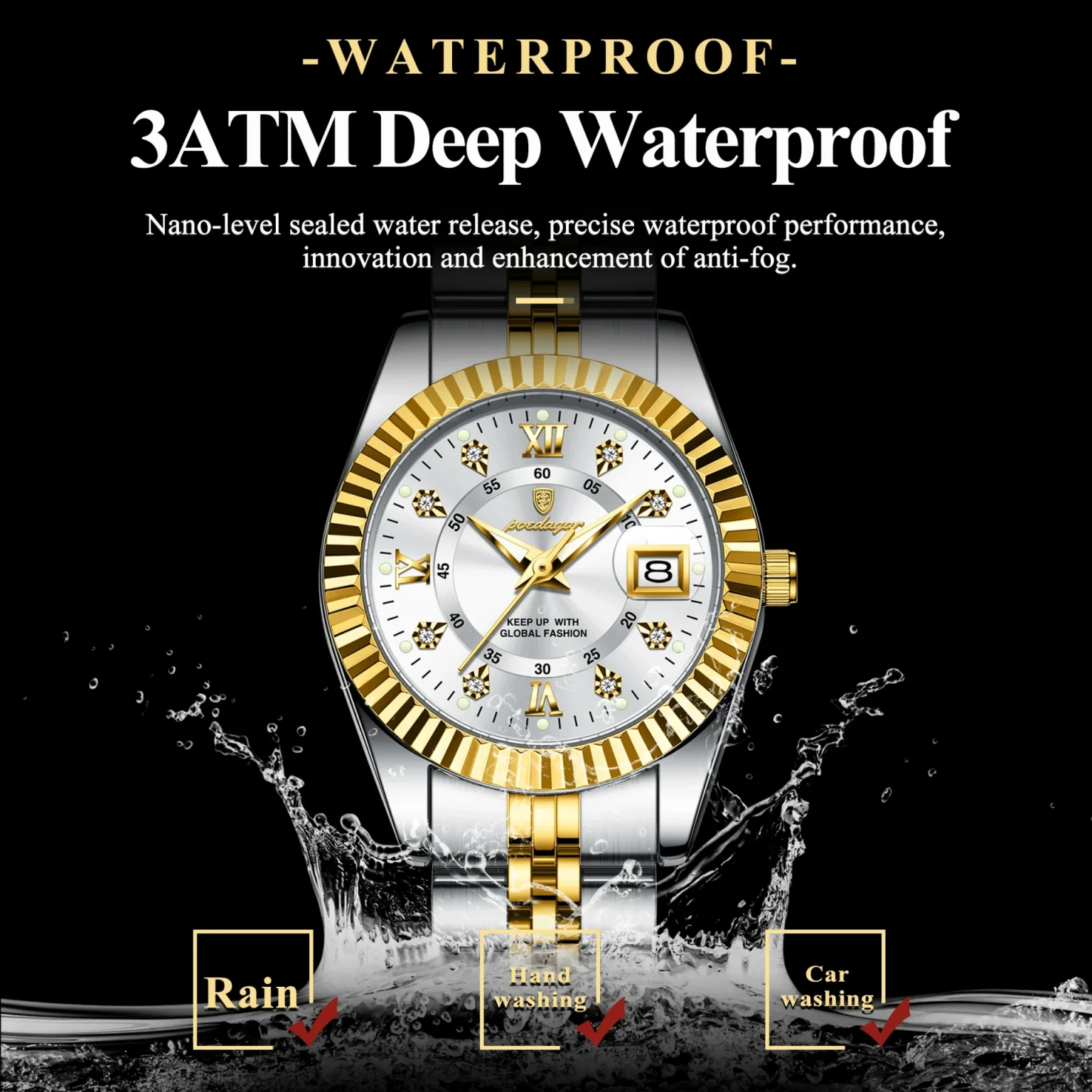 POEDAGAR Luxury Watch For Woman Luminous Waterproof Date Stainless Steel Ladies Watch Fashion Casual Quartz Women's Watches Gift 3
