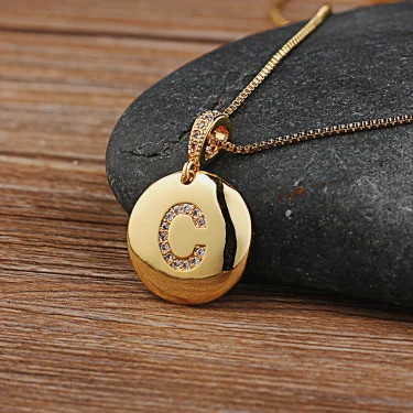 Nidin Top Quality Women Girls Initial Letter Necklace 26 A-Z Charm Neck Pendants Copper CZ Jewelry Personal Gifts Wholesale 3