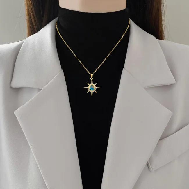 Exquisite and Fashionable Starburst Micro Jewelry Stainless Steel Necklace Classic Planet Gorgeous Versatile Clavicle Chain 3