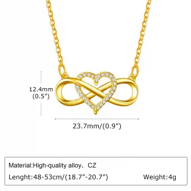 Infinity Heart Necklace for Women with Cubic Zirconia Anniversary Birthday Jewelry Gifts Wife Girlfriend Mom Daughter 6