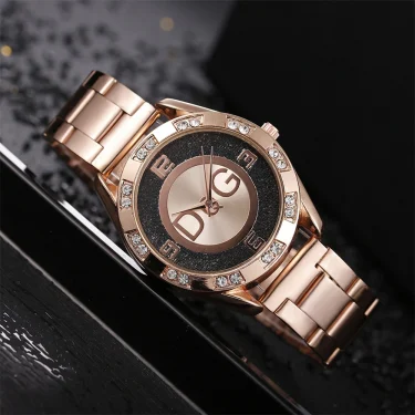 Luxury New Brand Women Watch Fashion with Diamonds Crystal Design Quartz Watches Leisure Rose Gold Stainless Steel Strap Clock 4