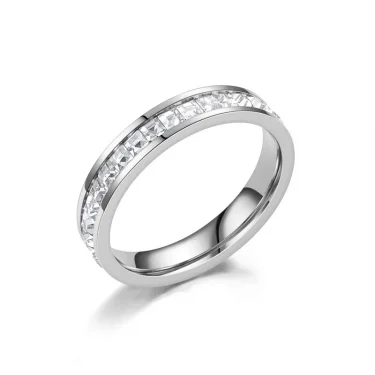 JHSL Unisex 4mm Luxury Stainless Steel Men Women Statement Cubic Zircon Rings Gold Silver Color US size 3 4 5 6 7 8 9 10 11 12 4