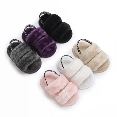 VALEN SINA fluffy Skin Friendly Shoe upper For Baby Girls Summer Newborns Baby Girls Sandals For Toddlers Baby Shoes 0-18M 1