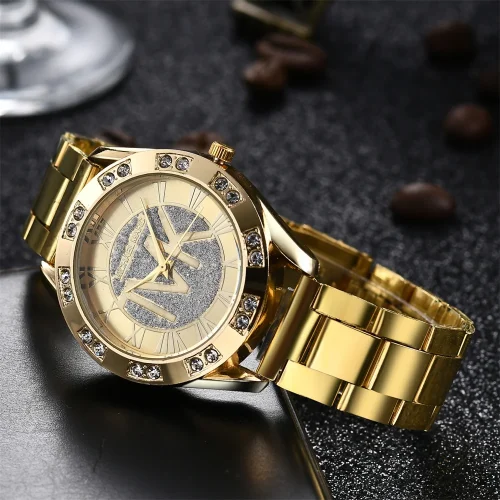 Luxury Women's Watch Fashion 2025 Diamonds TVK Quartz Watch Business Stainless Steel Gold Ladies Clock Gift Wristwatch 1