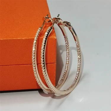 Senlissi -18 K Gold diamond Hoop Earrings For Women 925 Sterling Silver Original Fashion Earring Cерьги Kольца Rings Real gold 2