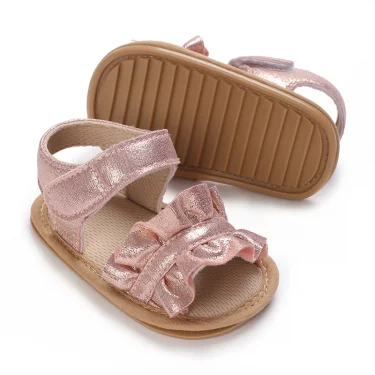 Fashion 0-18M Newborn Baby Girl Sandals Cute Summer Rubber Sole Princess Shoes Baby Anti slip First Step Walking Shoes 6