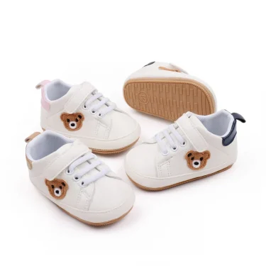 Baby Shoes Cute Bear Sneaker Spring and Autumn Style High Quality PU and TPR Sole Anti-slip 0-9-18 Month Toddler Walking BMB3134 2