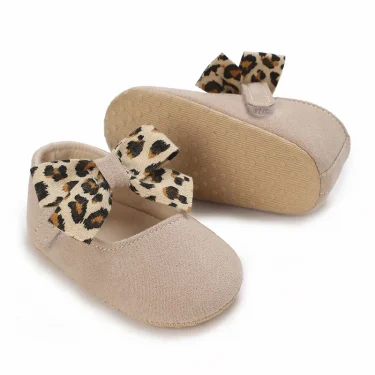 Lovely Leopard Bow Baby Shoes Fashion Princess Shoes Casual Sports Shoes Warm Toddler Soft Sole Anti Slip First Walker 0-18M 3