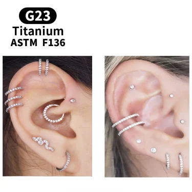 1/10pcs G23 Titanium Nasal Ring For Women Hoop Earring 16G/18G Piercing Jewelry Gift Lip Ring Hinge Clicker Open Diaphragm 4