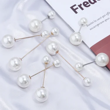 10Pcs/Lot Imitation Double Pearl Brooches Beige Color Fixing Clothes Pin Sweater Dress Safety Pins Diy Women Trendy Jewelry 3