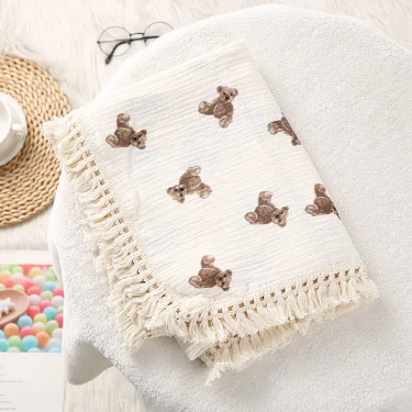 Cotton Muslin Swaddle Blankets for Newborn Baby Tassel Receiving Blanket New Born Swaddle Wrap Infant Sleeping Quilt Bed Cover 3