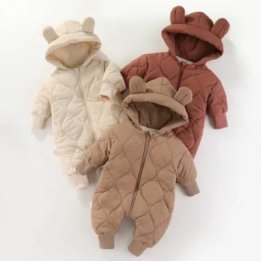 Baby jumpsuit autumn and winter girls pure cotton thickened newborn romper thickened long sleeved boys baby clothes 2