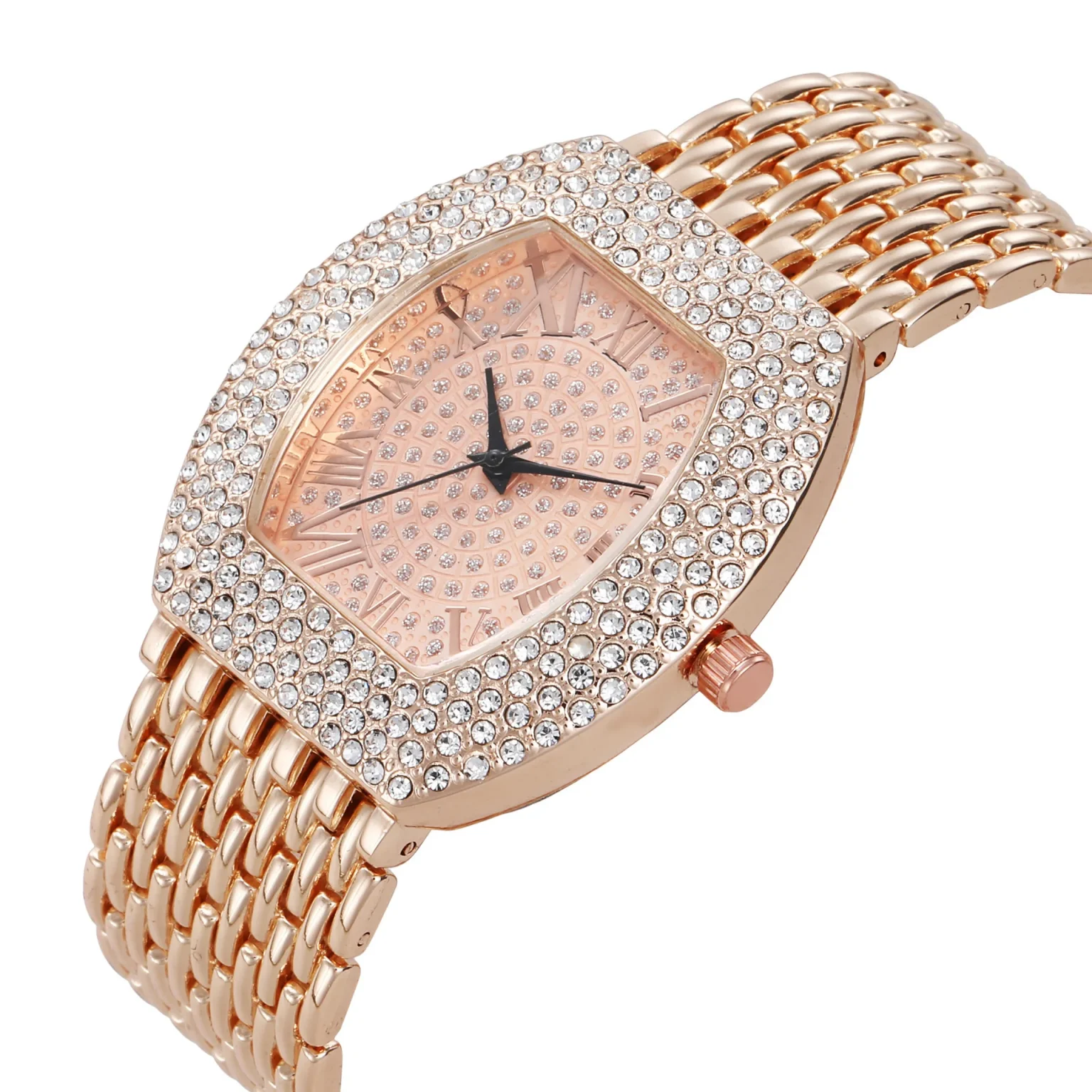 UTHAI H64 Women's Full Diamond Watch Temperament Gold Steel Band Barrel shaped Full Sky Star Vintage Fashion Quartz Wristwatches 1
