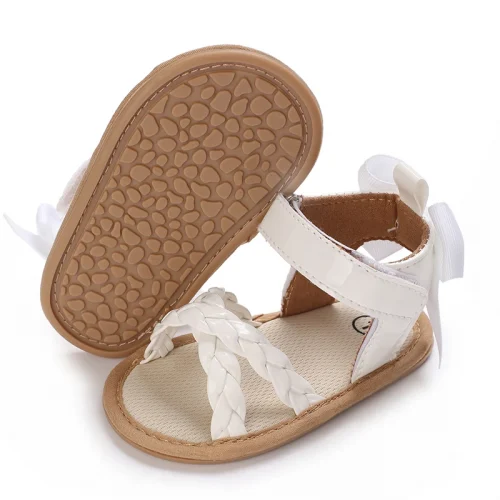 Cute Pre School Summer Sandals White Baptist Princess Casual Soft Rubber Sole Anti slip Single Shoes 0-18MBaby Walking Shoes 6