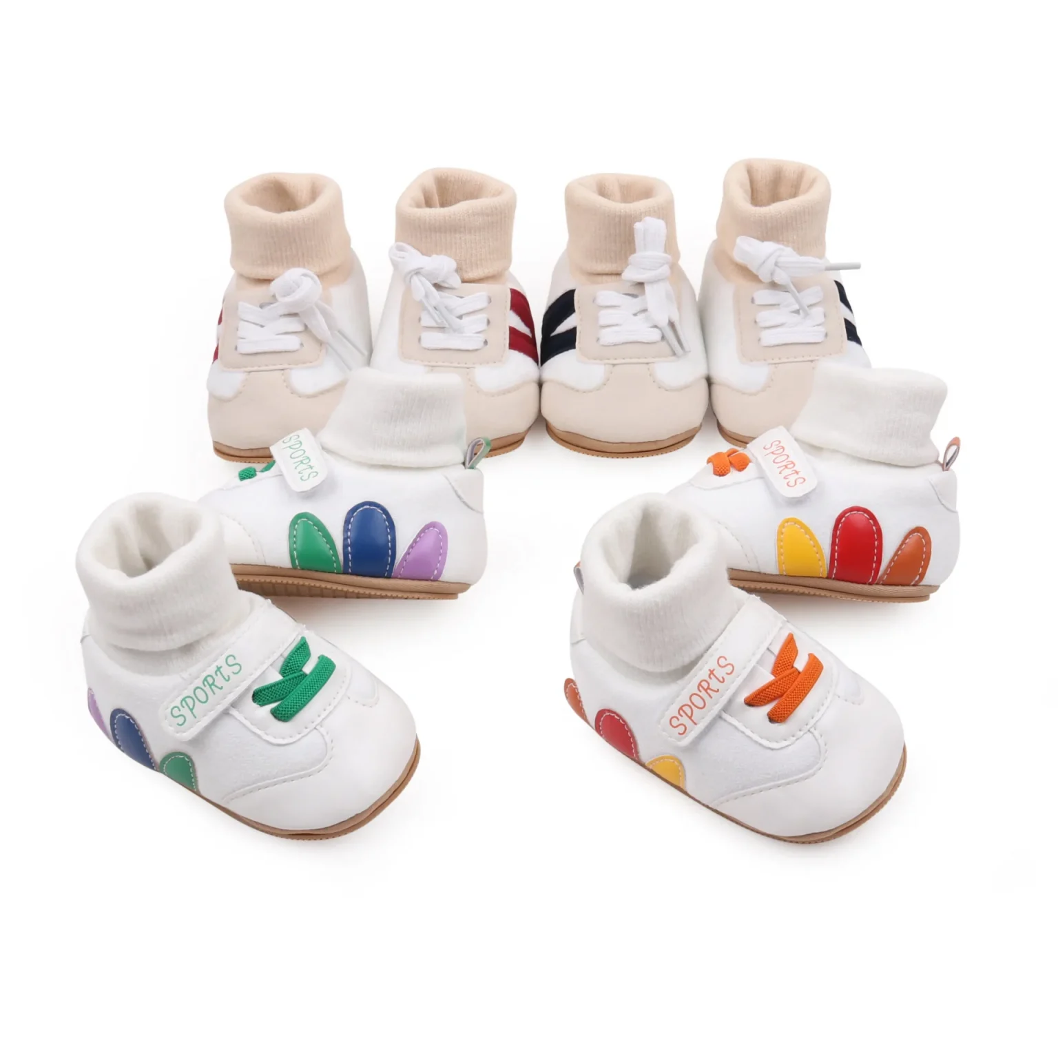Baby Sock Shos Autumn and Winter Baby Girls Boys Ankle-covered Style 0-1 Year Old Anti Slip Fashion Design Newborn Infant Shoes 3