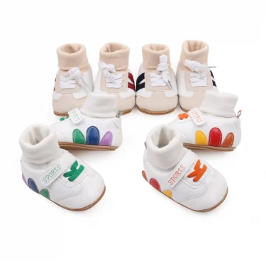 Baby Sock Shos Autumn and Winter Baby Girls Boys Ankle-covered Style 0-1 Year Old Anti Slip Fashion Design Newborn Infant Shoes 3
