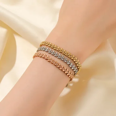 EILIECK 316L Stainless Steel Gold Color Bangles Bracelet For Women New Trendy Wrist Chain Waterproof Jewelry Gift Party Bijoux 4