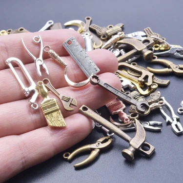 20PCS Steampunk Charm Alloy Tools Mixed Antique Bronze Spanner,Ruler,Hammer Pendants DIY Craft Jewelry Making Supplies Accessory 3