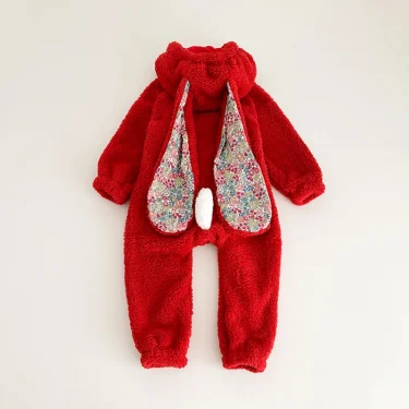 Spring Baby Girls Boys Rabbit Romper Newborn One-piece Jumpsuit Hooded Pajamas Boys Plush Homewear Outfits Baby Costume 6
