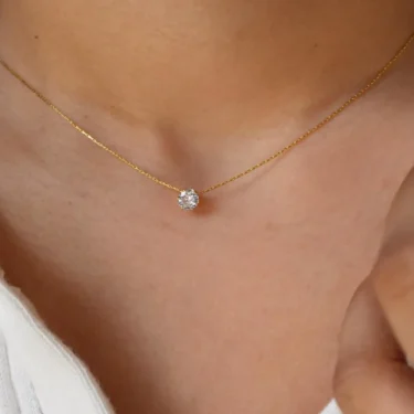 Gold Plated Stainless Steel Dainty Minimalist Zircon Charm Anti Tarnish Chain Round Clear Cz Stone Necklace for Women Jewelry 5