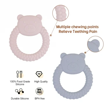 1Pcs Baby Teether Silicone Toy BPA Free Cartoon Bear Nursing Teething Gifts Baby Health Molar Chewing Newborn Accessories Toy 3
