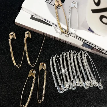 12pcs Rhinestone Safety Pins Brooches Sweater Shawl Clips Faux Crystal Brooches Shiny Brooch Pins for Skirts Sweater Scarf 3