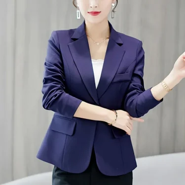Women Korea Blazer 2025 Formal Slim Black Blazers Office Lady Work Suit Pockets Jackets Coat Female Casual Short Blazer Femme 4