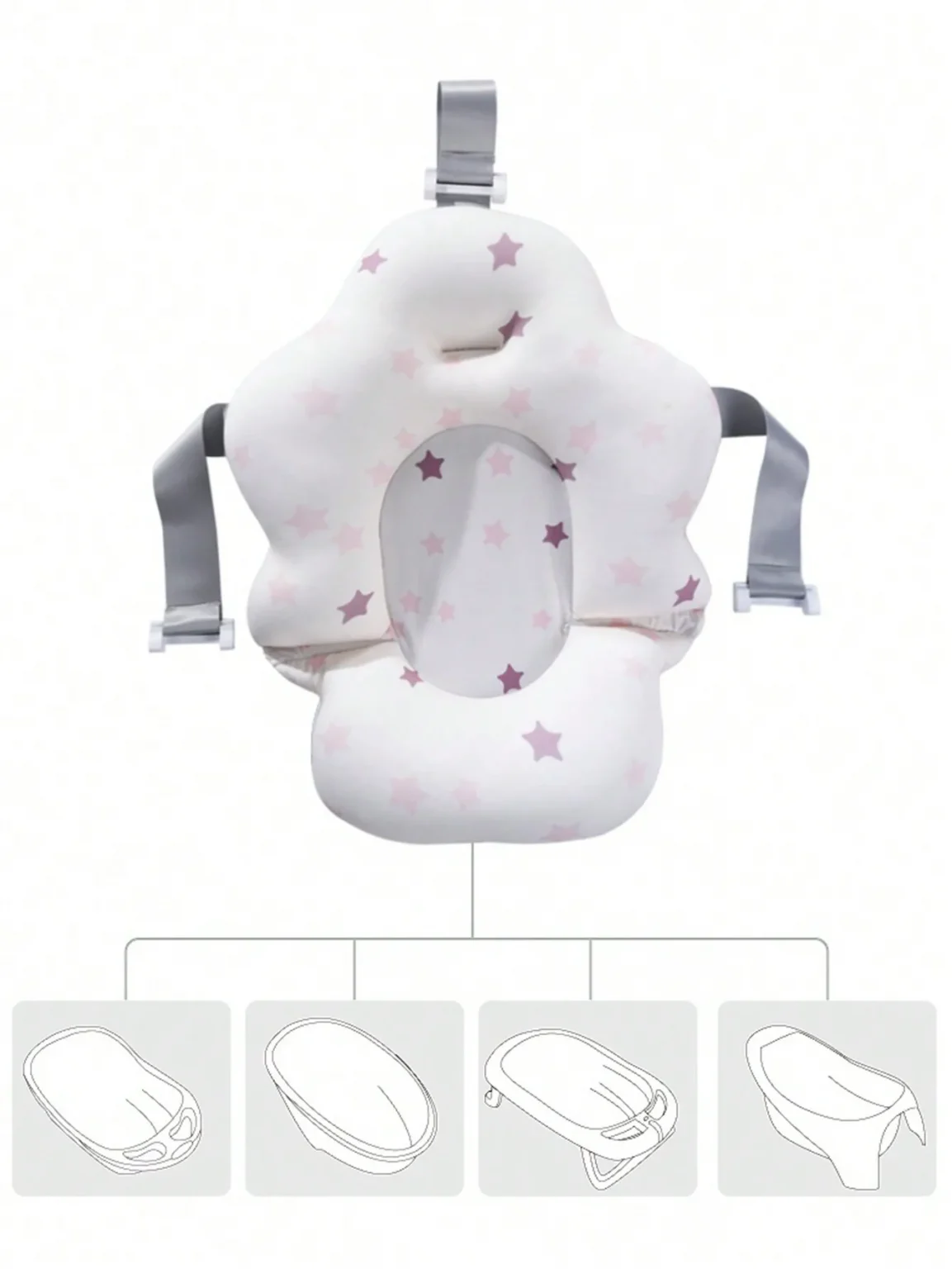Newborn baby bath net bath tub bath frame baby bath suspension mat bath bed non-slip bath net pocket can sit and lie down 5