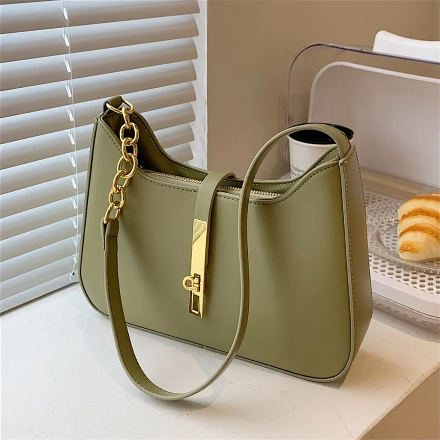 Fashion Women Underarm Shoulder Bags Pu Leather Half Moon Armpit Ladies Black And White Handbags Brand Designer Trend Purse 1