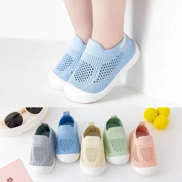 Baby toddler shoes, soft-soled non-slip baby shoes, one-step children's men's and women's mesh casual shoes 1