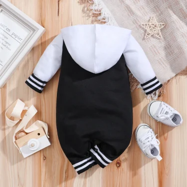 IURNXB Baby Boys Girls Romper Hooded Baseball Long Sleeve Infant Onesie Beach Outfits Newborn Sweatshirt Clothes Jumpsuit 0-18M 2