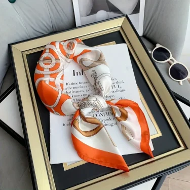 1pcs70cm Ring Pattern Silk Scarf Women's Imitation Silk Fashion Versatile Headwear Bag Accessories Clothing Square Scarf 1