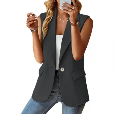 2024 Spring/Summer New Polo Collar Suit Vest Women's Style Commuter Sleeveless Cardigan Tank Top Women 6
