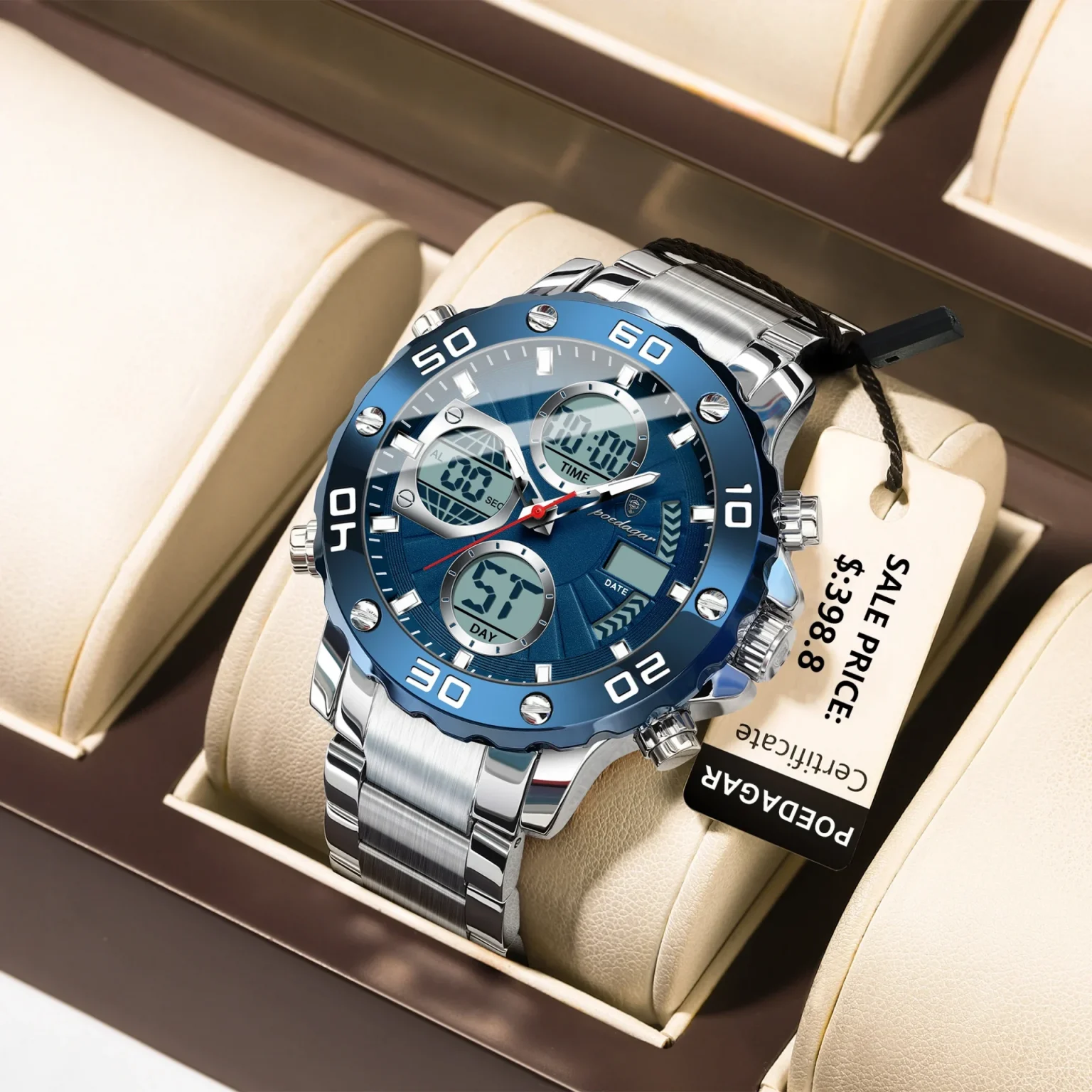 POEDAGAR Sport Wristwatch for Man LED Alarm Dual Time Display Digital Quartz Men Watch Electronic Waterproof Men's Watches Reloj 2