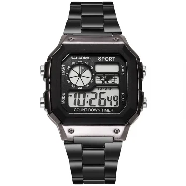 MAYZHISU Classic Men's Digital Watches Luxury Stainless Steel Strap Sport Watches Men Military Clock LED Sport Wristwatch 3