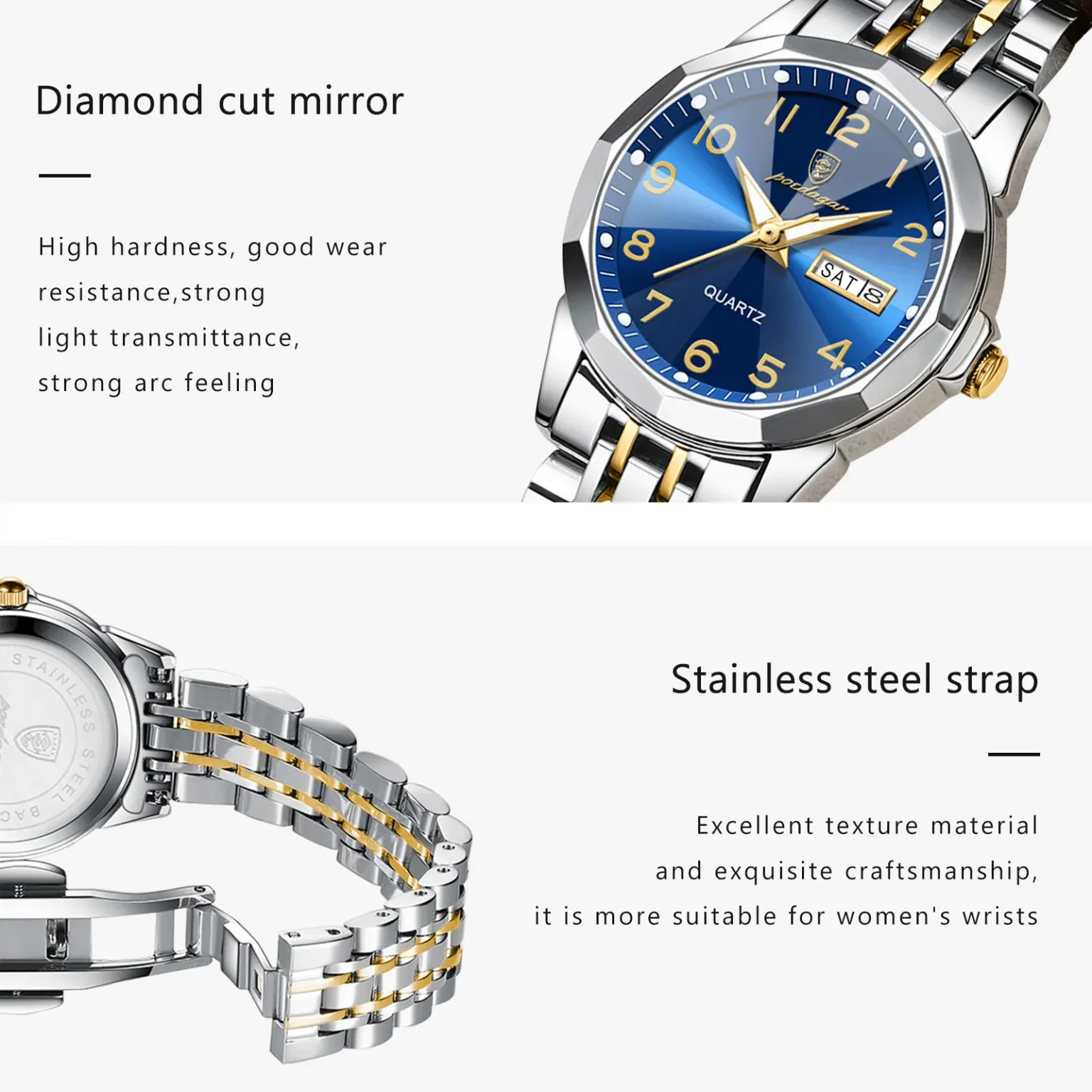 POEDAGAR Luxury Ladies Wristwatch Waterproof Luminous Date Week Women Quartz Watch Stainless Steel Women‘s Watches Female Reloj 4