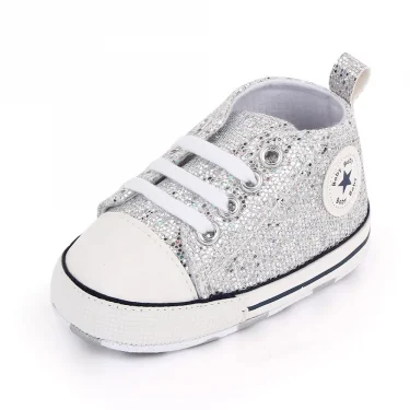 2025 Newborn Sequined Canvas Baby Sneakers Casual Baby Boys Girls Toddler Multi-Color Soft Sole Non-slip Walking Shoes 4