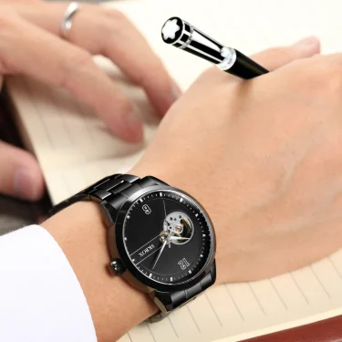 SKROX Original Luxury Brand Waterproof Tourbillon Automatic Clock Steel Skeleton Mechanical Man Watch Business Male Wristwatches 3
